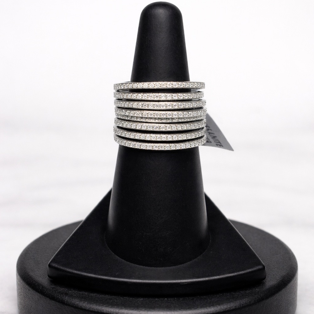 925 Sterling Silver 4.00CT MOISSANITE 7 Days Stacking Rings size 6